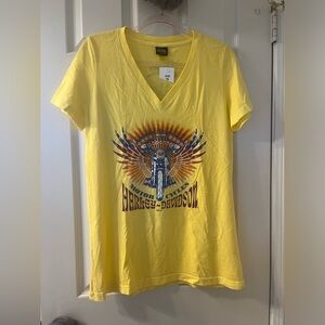 harley davidson sturgis women’s yellow v neck short sleeve t shirt NWT